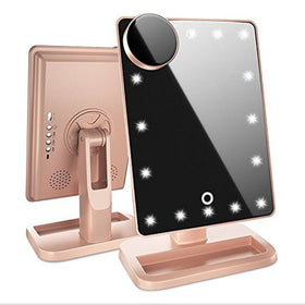 Touch Screen Makeup Magnifying Mirror With 20 LED, Light Bluetooth & Music Speaker